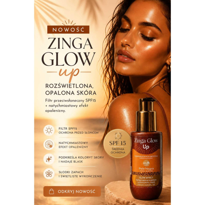 ZINGA GLOW Rozświetlacz z natychmiastowym efektem opalenizny SPF 15, 110 g