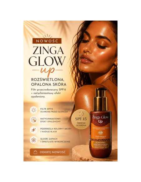 ZINGA GLOW Rozświetlacz z natychmiastowym efektem opalenizny SPF 15, 110 g