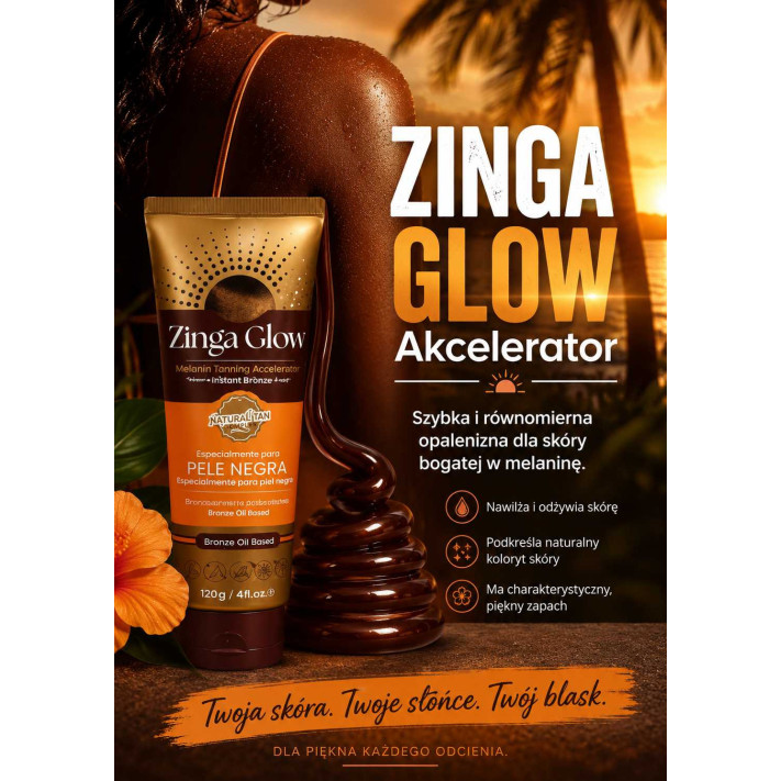 ZINGA GLOW Kremowy przyspieszacz do opalania, dla skóry bogatej w melaninę, 120 g